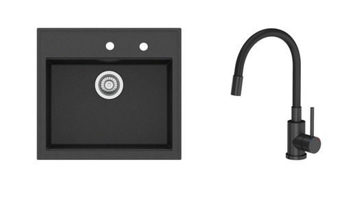 SINK SOLUTION set sudopera i slavine PORTO, crni