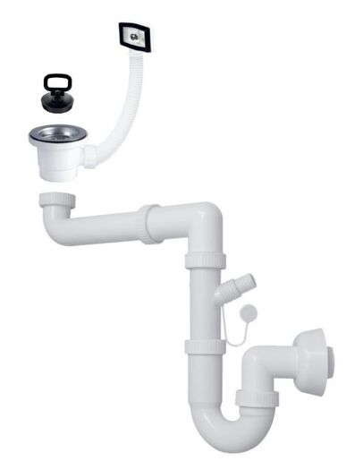 SINK SOLUTION sifon prostorni 1 1/2" vertikalni pomoćni preljev