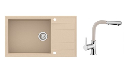 SINK SOLUTION set sudopera i slavine BILBAO, bež