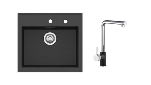 SINK SOLUTION set sudopera i slavine MILANO, crni