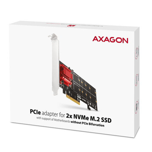 Axagon kontroler PCIe, 2x M.2 NVMe SSD (PCEM2-ND)