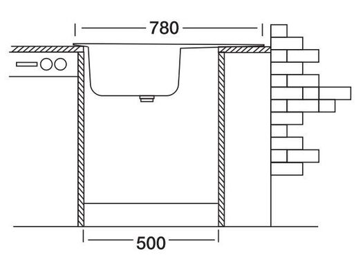 SINK SOLUTION sudoper A LINE 78 x 43,5 cm, lux 1x, inox