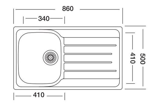 SINK SOLUTION sudoper A LINE 86 x 50 cm, 1x, inox
