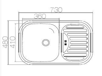SINK SOLUTION sudoper A LINE 73 x 48 cm, lux 1x, inox