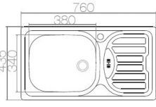 SINK SOLUTION sudoper A LINE 76 x 43,5 cm, lux 1x, inox