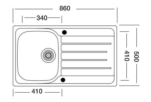 SINK SOLUTION sudoper A LINE 86 x 50 cm, lux 1x, inox