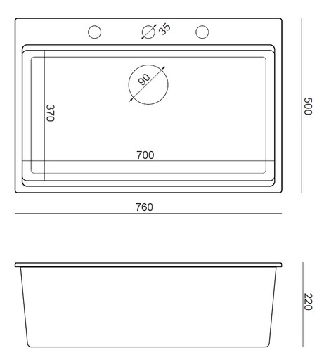 SINK SOLUTION sudoper FIBER 800 PLUS, crni