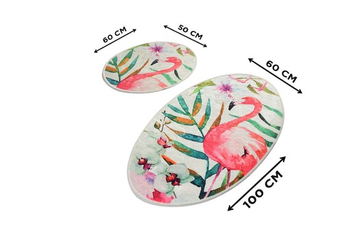 Kupaonski set tepiha Flamingo 50x60cm i 60x100cm, 2/1
