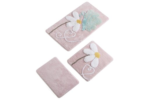 Kupaonski set tepiha Leptir 40x60cm, 50x60cm i 60x100cm, 3/1, rozi