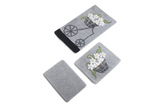 Kupaonski set tepiha Alacati 40x60cm, 50x60cm i 60x100cm, 3/1, sivi