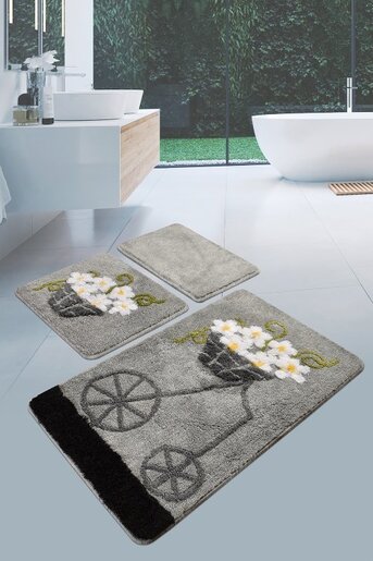 Kupaonski set tepiha Alacati 40x60cm, 50x60cm i 60x100cm, 3/1, sivi