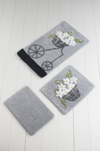Kupaonski set tepiha Alacati 40x60cm, 50x60cm i 60x100cm, 3/1, sivi