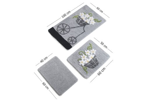 Kupaonski set tepiha Alacati 40x60cm, 50x60cm i 60x100cm, 3/1, sivi
