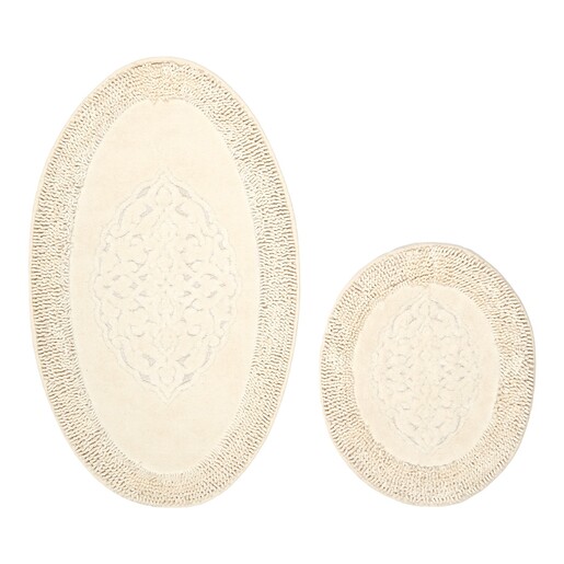 Kupaonski set tepiha 50x60cm i 60x100cm, ovalni, 100% pamuk, 2/1, bež