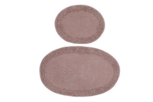 Kupaonski set tepiha Piante oval 50x60cm i 60x100cm, 2/1, rozi