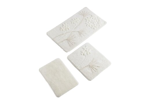 Kupaonski set tepiha Cvijet 40x60cm, 50x60cm i 60x100cm, 3/1, bijeli