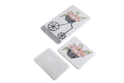 Kupaonski set tepiha Alacati 40x60cm, 50x60cm i 60x100cm, 3/1, rozi