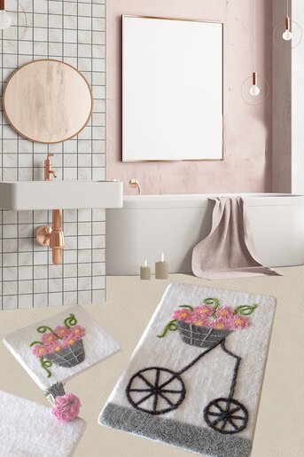 Kupaonski set tepiha Alacati 40x60cm, 50x60cm i 60x100cm, 3/1, rozi