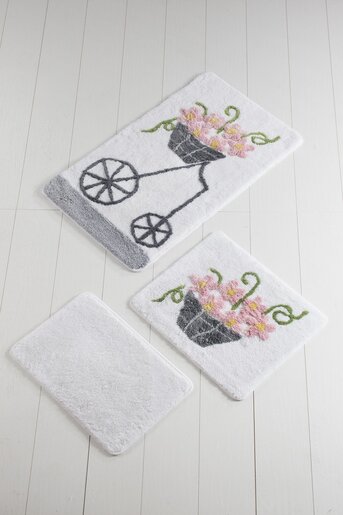 Kupaonski set tepiha Alacati 40x60cm, 50x60cm i 60x100cm, 3/1, rozi