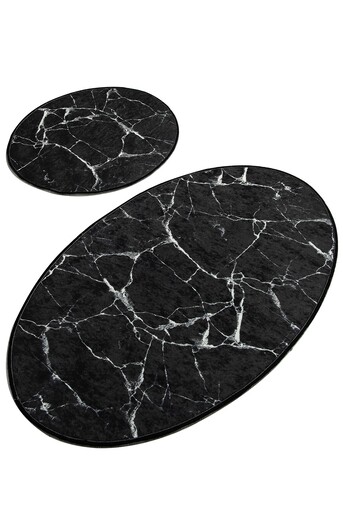 Kupaonski set tepiha Marble 50x60cm i 60x100cm, 2/1, crni
