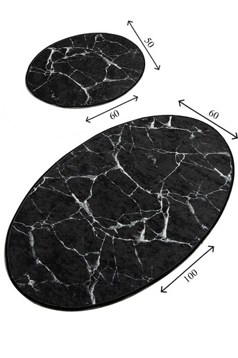 Kupaonski set tepiha Marble 50x60cm i 60x100cm, 2/1, crni