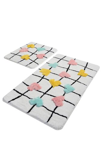 Kupaonski set tepiha Heart 50x60cm i 60x100cm, 2/1, sivi