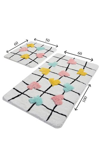 Kupaonski set tepiha Heart 50x60cm i 60x100cm, 2/1, sivi