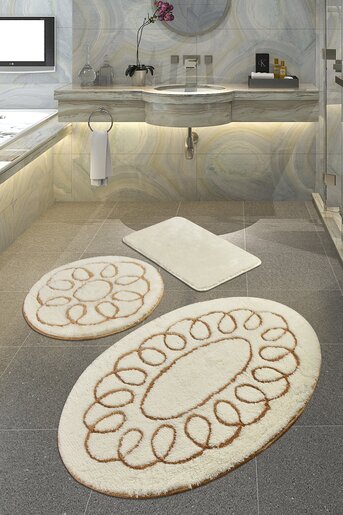 Kupaonski set tepiha Safir 40x60cm, 50x60cm i 60x100cm, 3/1, bež
