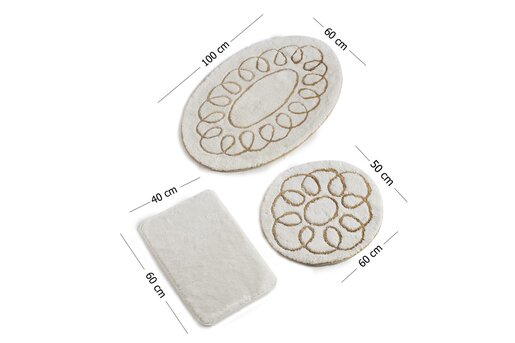 Kupaonski set tepiha Safir 40x60cm, 50x60cm i 60x100cm, 3/1, bež