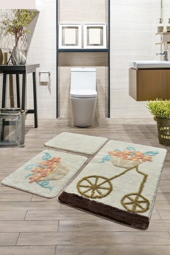 Kupaonski set tepiha Alacati 40x60cm, 50x60cm i 60x100cm, 3/1, bež