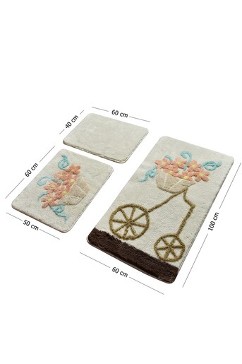 Kupaonski set tepiha Alacati 40x60cm, 50x60cm i 60x100cm, 3/1, bež