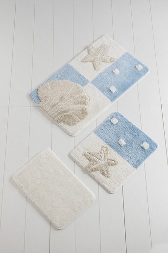 Kupaonski set tepiha Školjka 40x60cm, 50x60cm i 60x100cm, 3/1, bež