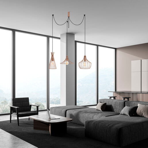 Visilica MEZOPOTAMIJA, 3 x E27, bakrena