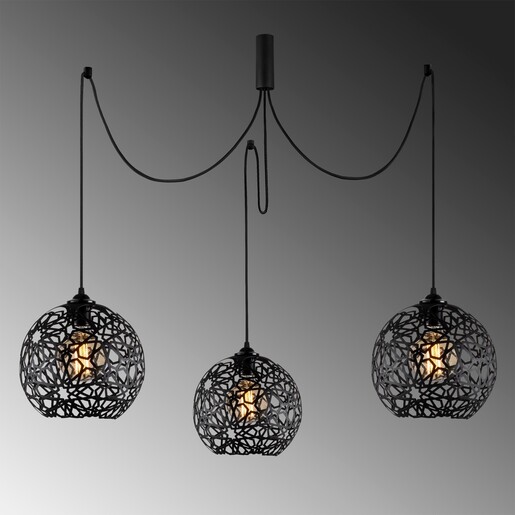 Visilica PELLE 1, 3 x E27, crna