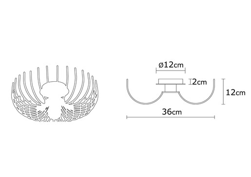 Stropna svjetiljka ASPENDOS, 36 cm, E27, crna