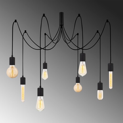 Visilica KABLUNI, 6 x E27, crna