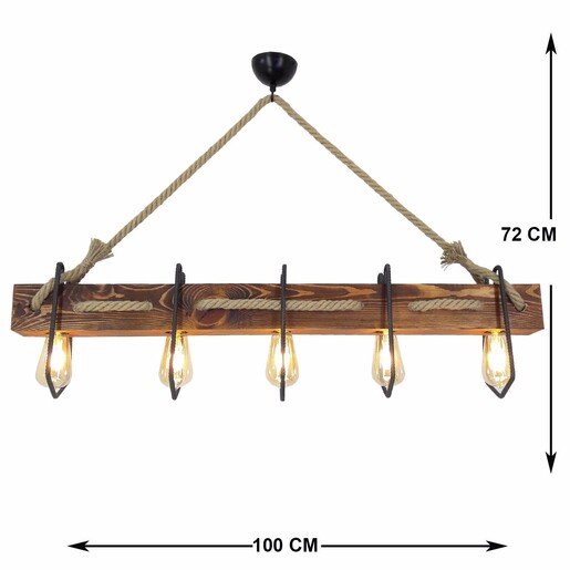 Visilica DEMIR, 5 x E27, smeđa