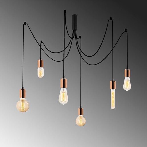 Visilica KABLUNI, 6 x E27, bakrena