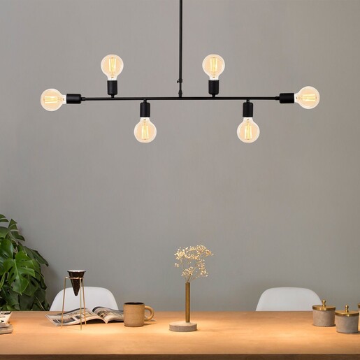 Visilica TRUVA, 6 x E27,  crna