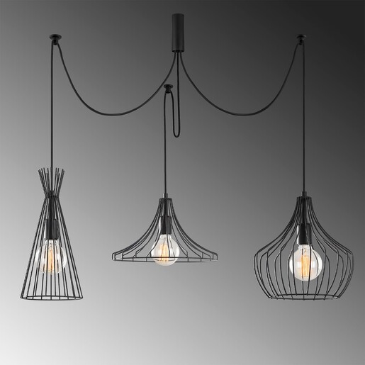 Visilica MEZOPOTAMIJA, 3 x E27, crna