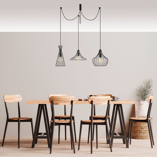 Visilica MEZOPOTAMIJA, 3 x E27, crna