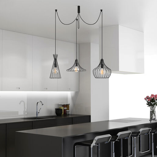 Visilica MEZOPOTAMIJA, 3 x E27, crna