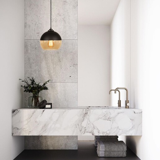 Visilica CAMINI, E27, crno/mjedena