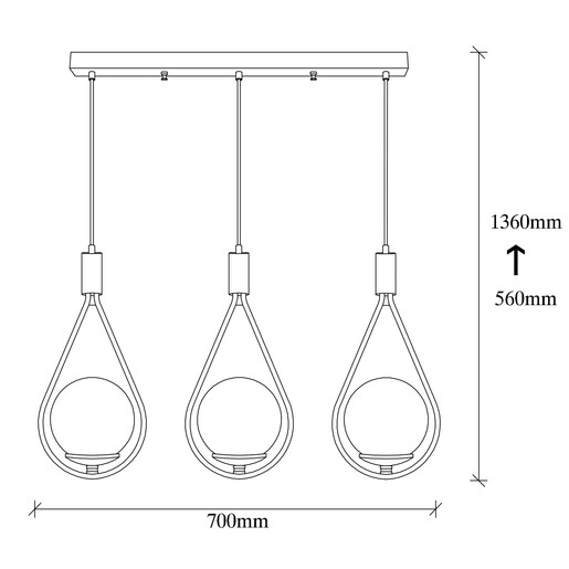 Visilica MUDONI TRIS.  3 x E27, crna