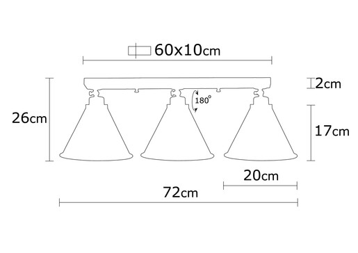 Visilica BERCESTE TRIO, 3 x E27, crna