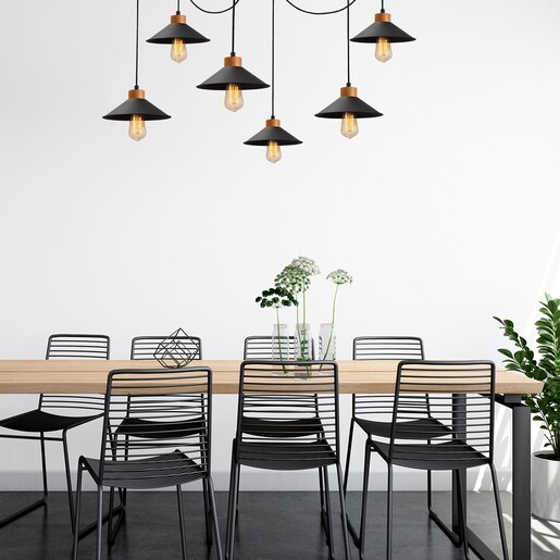 Visilica LUKA, 6 x E27, crna