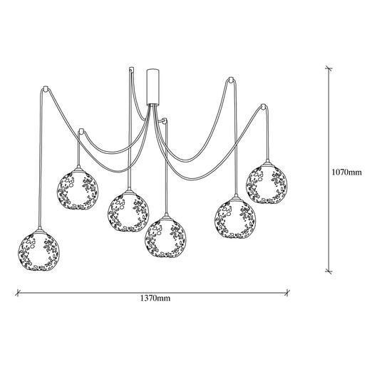 Visilica TOTTI, 6 x E27, crna