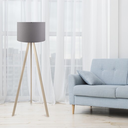 Podna svjetiljka OAK, E27, sivo/svijetlo smeđa