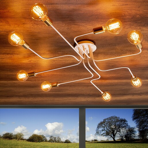 Stropna svjetiljka TRUVA, 8 x E27, bijela