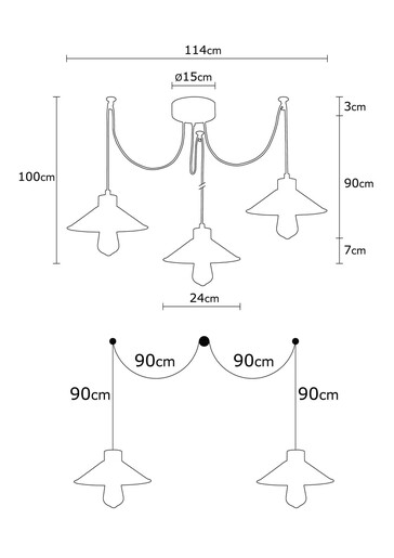 Visilica RAINBOW  PASTEL, 3 x E27, šarena